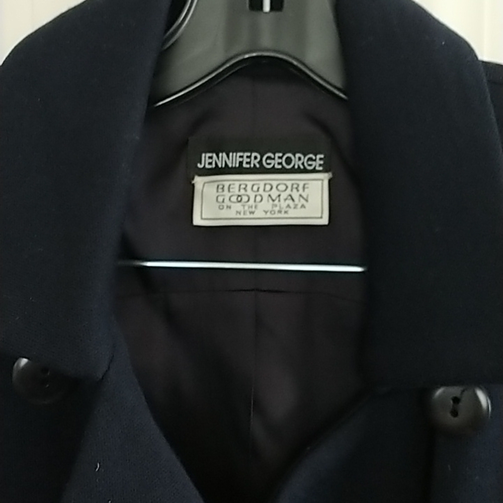 Bergdorf Goodman/Jennifer George Pea Coat Navy Vintage 6 - Picture 6 of 15